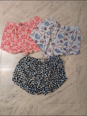 Women's 3-Pack Plush, Cozy P.J. Shorts - Pink, Light Blue, Leopard Print Pattern
